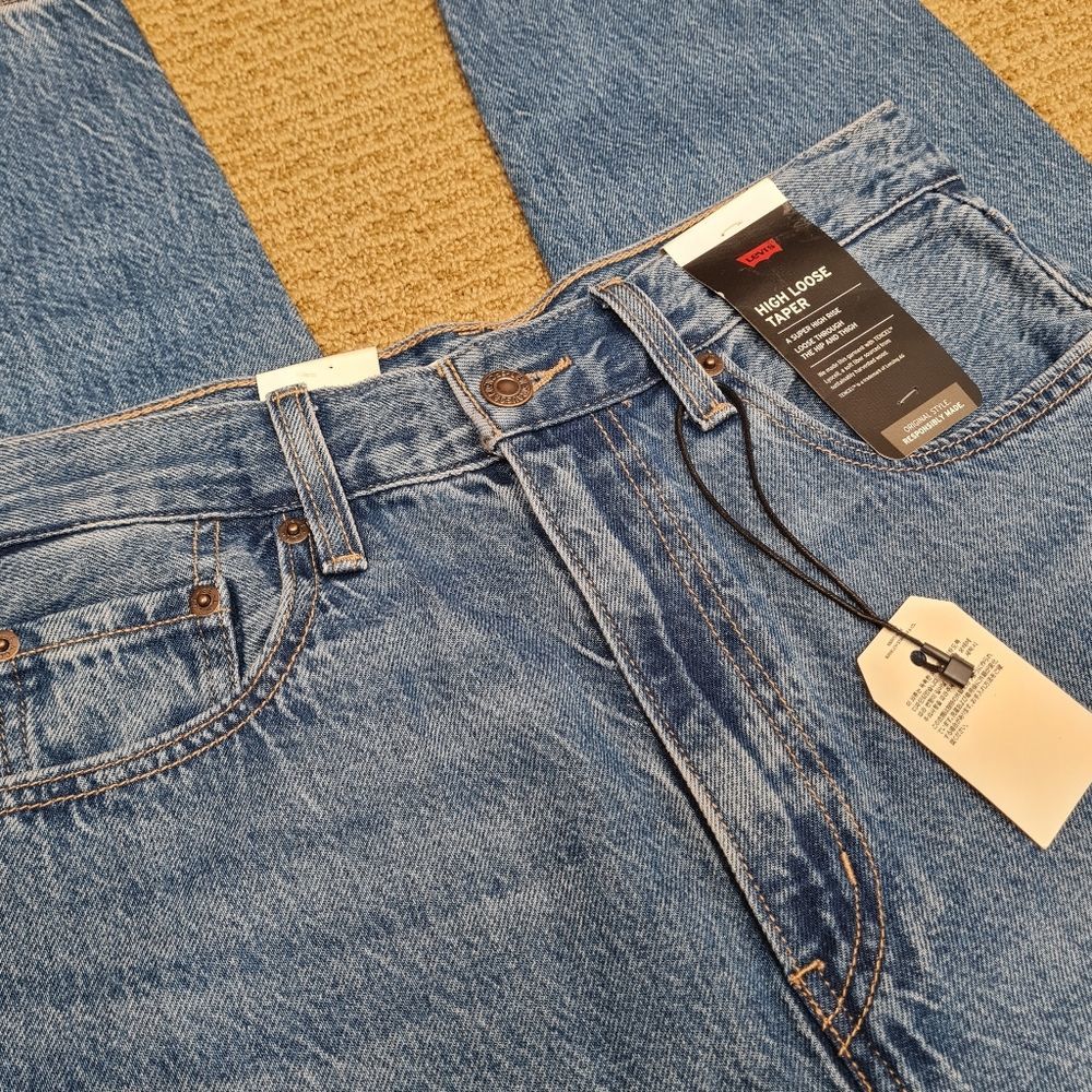 Levi's Premium High Loose Taper Blue Denim Jeans Women's Size Tag 27x29 - Picture 5 of 16